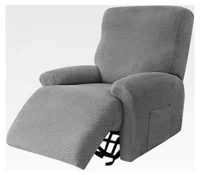 Produktbild von 4-teiliger Sesselbezug, Relaxsesselbezug Komplett, Sesselschoner für Relaxsessel mit Taschen, Stretch-Sesselbezug für Fernsehsessel Liegesessel (Hellgrau)
