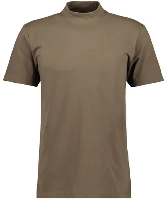 Ragman T-Shirt kurzarm mit Stehkragen in braun