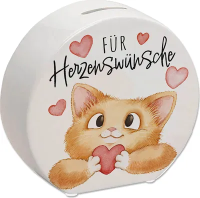 Produktbild von Katze Spardose mit Spruch Für Herzenswünsche