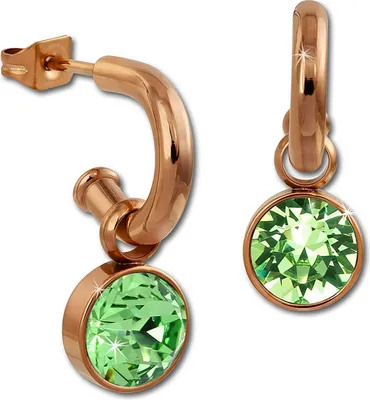 Image de Amello Boucles d'oreilles en acier fin Boucles d'oreilles vert zirconiums scintillants or rose ESOS51L