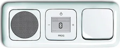 Produktbild von Busch Jäger Unterputz Bluetooth Radio 8217 U 8217U alpinweiß Komplett-Set Reflex SI Lautsprecher + Bluetoothradio + Abdeckungen + Wippschalter 2000/6 US 3fach Rahmen