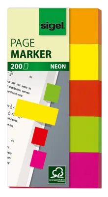 Produktbild von SIGEL HN650 Haftmarker, Papier, Neon, orange, gelb, rot, grün, pink, 50x20 mm, 200 Streifen