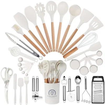 Image de Ensemble d'ustensiles de cuisine en silicone résistant à la chaleur, 34 pièces