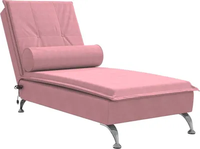 Produktbild von Massage-Chaiselongue mit Nackenrolle Rosa Samt