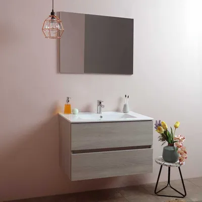 Immagine prodotto di Mobile bagno 80 cm con cassetti olmo leone lavabo in Vetroceramica | Berlin