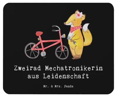 Produktbild von Mr. & Mrs. Panda Mauspad Zweirad Mechatronikerin Leidenschaft - Schwarz - Geschenk, pc, laptop, mousematte, Mousepad, Mouse Pad