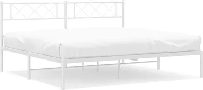 Produktbild von vidaXL Bettgestell mit Kopfteil Metall Weiß 193x203 cm