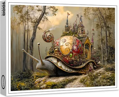 Image de raxxa Premium-Puzzle "Escargot avec château sur sa coquille dans une scène fantastique", 1000 pièces