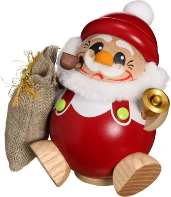 Produktbild von Seiffener Volkskunst  Kugelräucherfigur Räuchermännchen Nikolaus - Größe ca. 11cm, für Räucherkerzen Größe M (Standard) - 19171