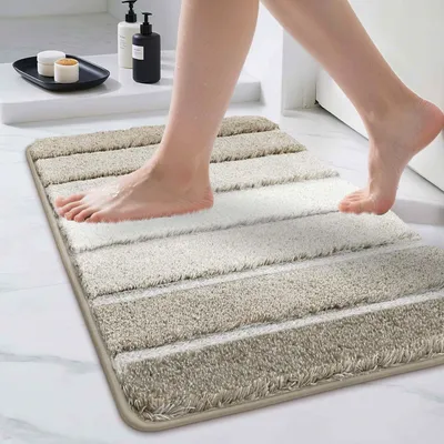 Image de Tapis de bain 40 x 60 cm, doux, antidérapant, lavable, beige