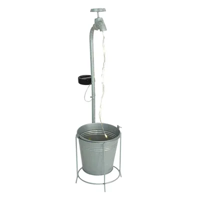 Produktbild von Kynast Garden LED Solar Wasserhahn mit Eimer Metall Höhe 62cm