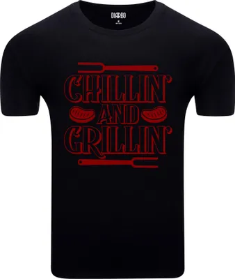 Immagine prodotto di Diarbo Maglietta da uomo con stampa divertente Chilling and Barbecuing Nero Taglia XXXL
