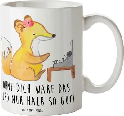 Produktbild von Mr. & Mrs. Panda Kaffeebecher Sekretärin Beste - Weiß - Geschenk, Tasse, Dankbarkeit, Danke sagen, Wertschätzung, Kaffeetasse, Bedanken, Bedruckte, Dankeschön Büro