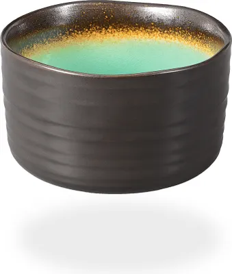Obrázok produktu pre Šálka na matcha / Šálka na čaj matcha 500 ml antracitová/tyrkysová, vzor craquelé