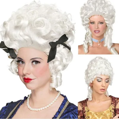 Produktbild von Barock Perücke Damen Weiß Kurz Lockig 18. Jahrhundert Cosplay Kostüm Halloween
