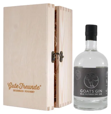 Produktbild von Birkenhof Goat´s Dry Gin mit Geschenk-Holzkiste