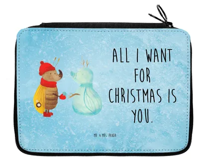 Produktbild von Mr. & Mrs. Panda Schlamper Nachtfalter Schneemann - Eisblau - Geschenk, Federtasche, Weihnachten, Schnee, Federmappe, Weihnachtsgruß, Etui, Federmäppchen, Mäppchen