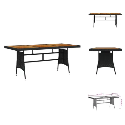 Immagine prodotto di vidaXL Tavolo da giardino nero 160x70x72cm in poly rattan e legno massiccio di acacia - Tavoli da giardino