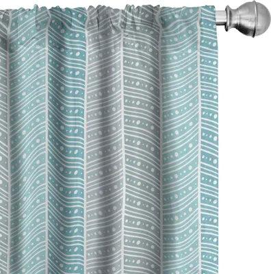 Produktbild von ABAKUHAUS Geometrisch Vorhänge, Gardinen, Abstraktes Muster von Gepunktete Rectangles, 2 Stück 75 x 175 cm, Hellblau Himmelblau