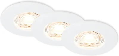 Produktbild von BRILONER KULANA MINI LED Einbaustrahler Bad, 3er Set, IP44 Spritzwasserschutz, Flaches Design, Warmweißes Licht, weiß, 6,5 x 2,5 cm