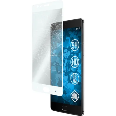 Produktbild von 2er-Pack PhoneNatic Glas-Folie klar full-screen weiß kompatibel mit  OnePlus 3 - Panzerglas für OnePlus 3