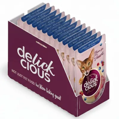 Produktbild von Delickcious Katzen-Nassfutter Ente & Waldbeeren, 12x80 g
