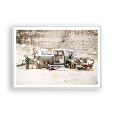 Produktbild von Gerahmtes Poster - Weißer Rahmen - Wohnmobil Boho Möbel - 100x70 cm - Wand Bild - Wanddeko - Wandbilder - Kunstposter - Wandposter - Bilderrahmen - Bilder - Kunstdruck - P2WAA100x70-4542