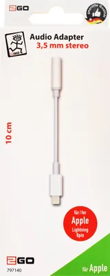 Produktbild von 2GO Audio-Adapter Stereo Lightning   20cm  weiß