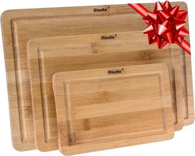 Immagine prodotto di Set di taglieri in legno, 3 pezzi, antibatterici, con scanalatura per il succo