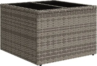Produktbild von vidaXL Gartentisch mit Glasplatte Grau 55x55x37 cm Poly Rattan