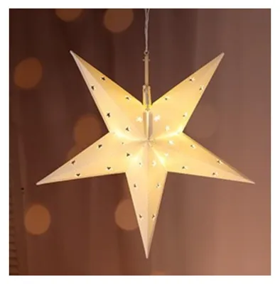 Produktbild von LED Papierstern, weiß mit Stern-Ausschnitten, 44cm