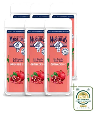 Obrázok produktu pre 6 kusov gélu na sprchovanie Le Petit Marseillais Bio s granátovým jablkom - 400 ml - balenie