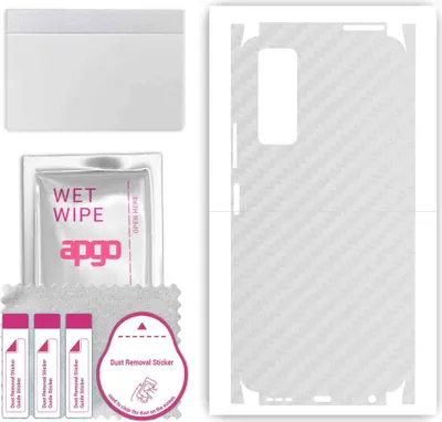 Produktbild von apgo Rückseite + Seiten Schutzfolie, Skin, kompatibel mit Vivo Y31 2021, Hinten Displayschutzfolie aus Vinylfolie, kratzfest, einfache Montage - Transparenter Kohlenstoff