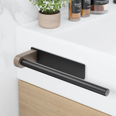 Productafbeelding van Handdoekhouder zonder boren, aluminium, mat zwart, 32 cm, voor wandmontage, geschikt voor badkamer en keuken