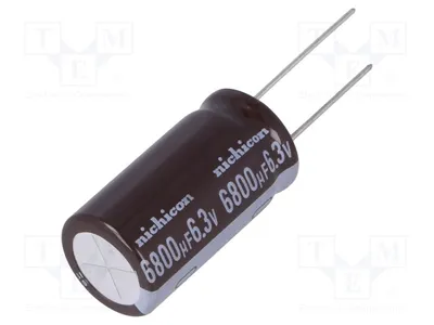 Imagen del producto de 1 x Condensador: electrolítico, baja impedancia, montaje superficial (THT), 6800 µF, tolerancia del 20%, modelo UPM0J682MHD