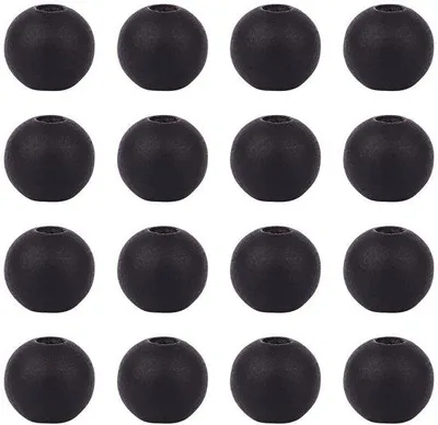 Productafbeelding van Houten sierketting, 12 mm - Zwart gelakt - Ronde sierketting - Sierketting - Houtbewerking - 100 stuks - Houten sierketting
