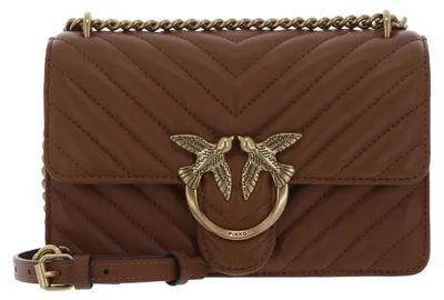 Immagine prodotto di PINKO borsa a tracolla Love One Mini DC Sheep Nappa Chevron Brown - Lion - Antique Gold marrone