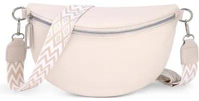 Produktbild von Bauchtasche Damen Groß Umhängetasche Crossbody Bag  Gürteltasche Handtasche Beige 28x20x10cm