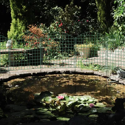 Produktbild von Fiqops Teichzaun Oberbogen Gartenzaun Tiergehege Zaunset Garten Draht GRÜN Zaun 5x