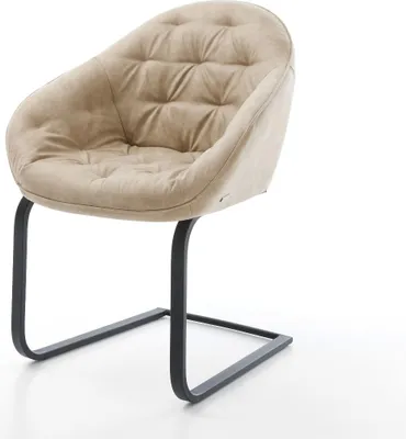 Produktbild von DELIFE Freischwinger Gaio-Flex Mikrofaser Beige Vintage Freischwinger flach Schwarz