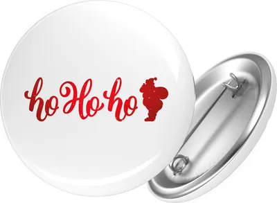 Produktbild von Huuraa Button Ho Ho Ho Weihnachtsmann 25mm rund mit Sicherheitsnadel Ansteckbutton Geschenkidee