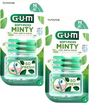 Produktbild von GUM SOFT-PICKS Minty Medium  2x 40 Stück mit Reiseetui