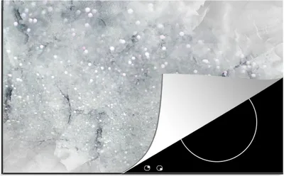 Produktbild von KitchenYeah© Herdabdeckplatte Marmor - Luxus - Glitzer , 81x52cm, Küche Deko, Glaskeramikkochfeld Herdabdeckung, Abdeckplatte fùr Kochfeld