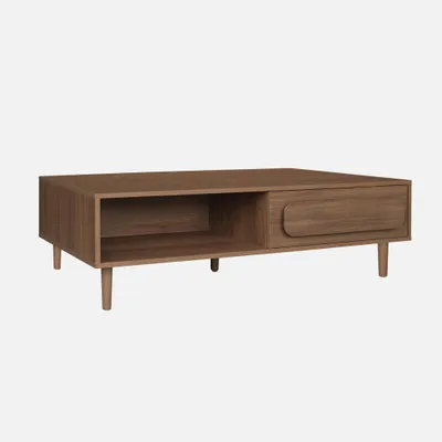 Produktbild von sweeek - Vintage-Couchtisch in Holzoptik mit 1 Schublade - Nussbaumfarben