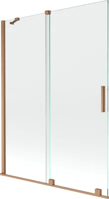 Produktbild von Mexen Velar 2-Flügel-Badewannenwand Regulierbare 130 x 150 cm, transparent, Kupfer gebürstet - 896-130-000-01-65