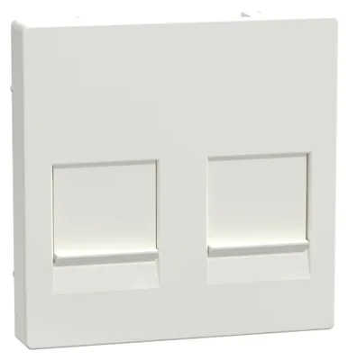 Produktbild von Merten MEG4562-0319 Zentralplatte für Modular Jack 2fach mit Staubschutzschieber, polarweiß glänzend, System M