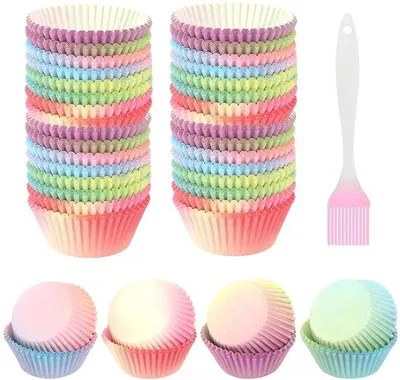 Immagine prodotto di Stampi per muffin di alta qualità - Antibatterici - Set da 50 - Colori dell'arcobaleno