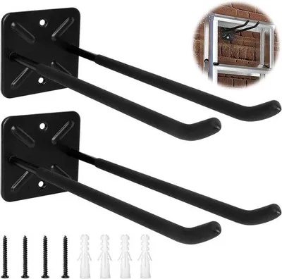 Productafbeelding van Ibenzoa® Robuuste dubbele haken van verzinkt staal – draagvermogen van 80 kg, geschikt voor zware gereedschapskisten en tuingereedschap, tot 30x20 cm, voor binnen- en buitengebruik