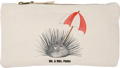 Produktbild von Mr. & Mrs. Panda Federmappe Seeigel Größe S Klein - Weiß - Geschenk, Kulturbeutel, Leben, Kulturtasche, Pouch, Schlampermäppchen, Achtsamkeit, Lebe, Meer, Federtasche