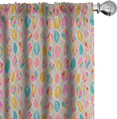 Immagine prodotto di ABAKUHAUS Tende a foglie, tende, motivo autunnale con motivo stilizzato a foglie colorate, 2 pezzi 75 x 175 cm, polvere e multicolore